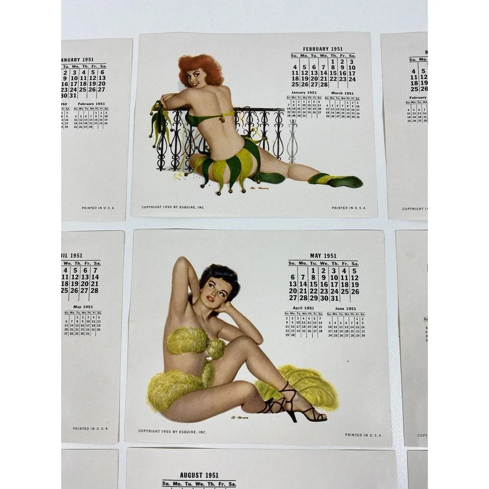 1951 Esquire Magazine Desktop Pinup Calendar Holder ~ 12 Months